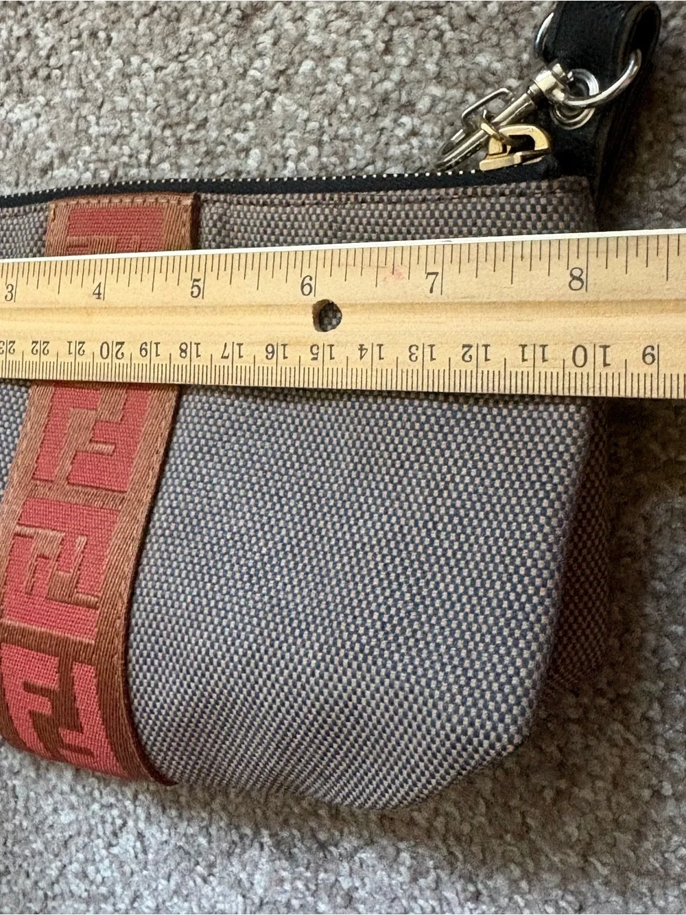 Auth Fendi Logo canvas pouch